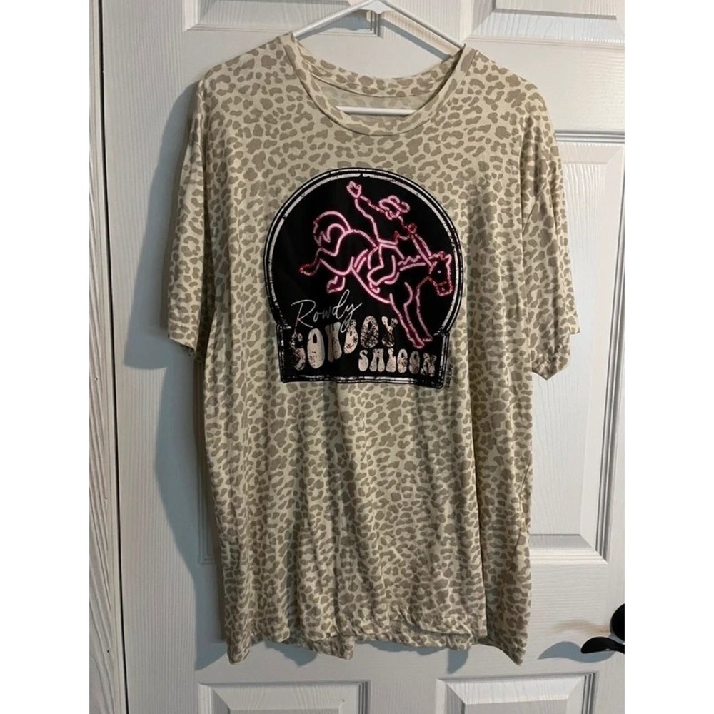 L&B Life, Rowdy Cowboy Sweet, Leopard Print Western Rodeo Graphic Tee